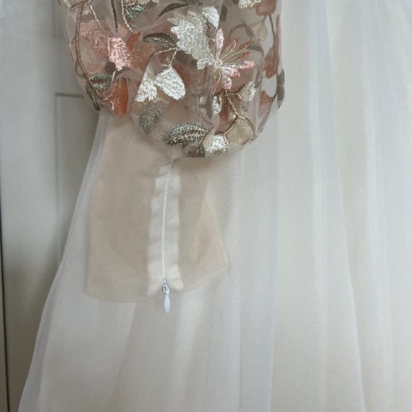 Teuta Matoshi Ivory Gown with Floral Accents - Picture 6 of 12